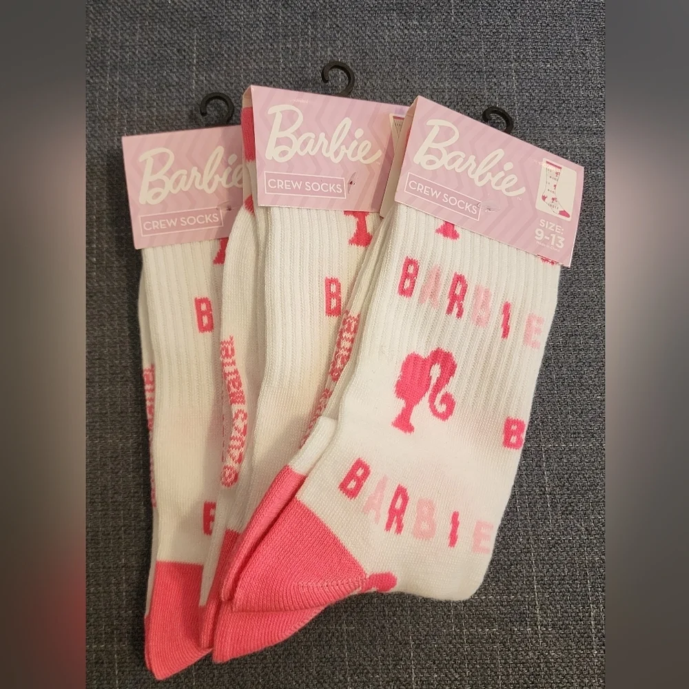 NWT Barbie Crew Socks with Pink Accents (Per Socker)